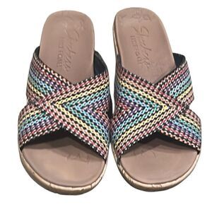 Sketchers Luxe Foam Women’s 7 Cork Rainbow Colors Sandals